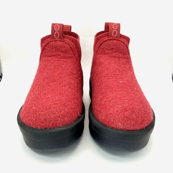 Oofos Oomega Londoner Boot Rosebud Red Insulated Wool Bootie Women 7 - Picture 2 of 8